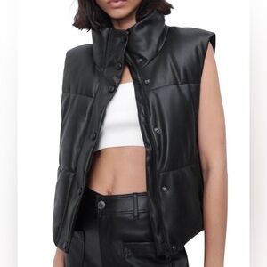 Zara Faux Leather Puffer Vest